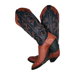 Larry Mahan Boot Collection Women's 6.5 Western Cowboy Boots Brown Black